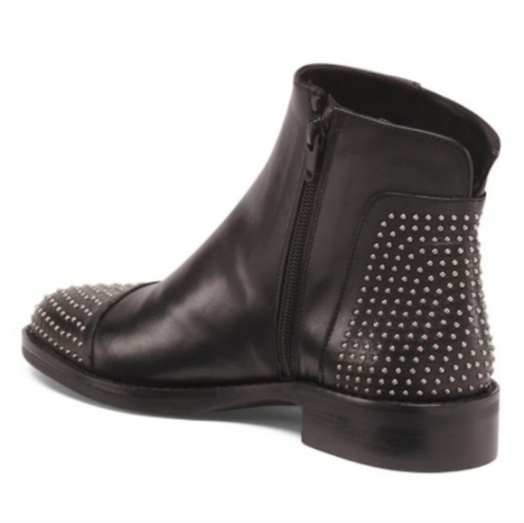 Stelle Monelle Studded Black Leather Ankle Boots Size 40 - Picture 2 of 13
